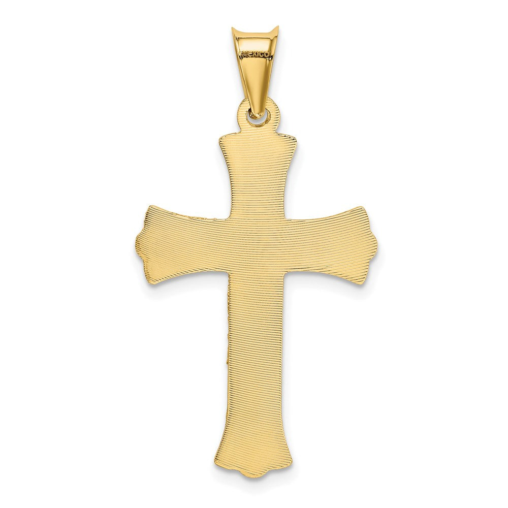 14k Yellow Gold Polished Satin and D/C Crucifix Pendant