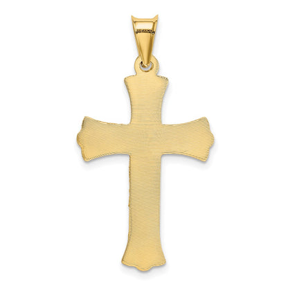 14k Yellow Gold Polished Satin and D/C Crucifix Pendant