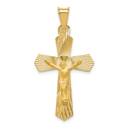 14k Yellow Gold Polished Satin and D/C Crucifix Pendant