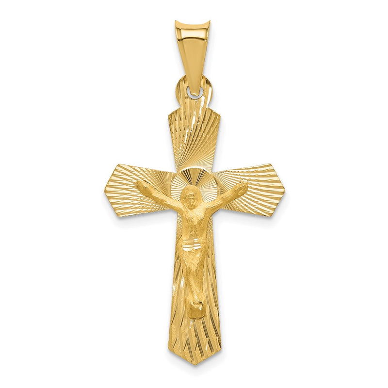 14k Yellow Gold Polished Satin and D/C Crucifix Pendant