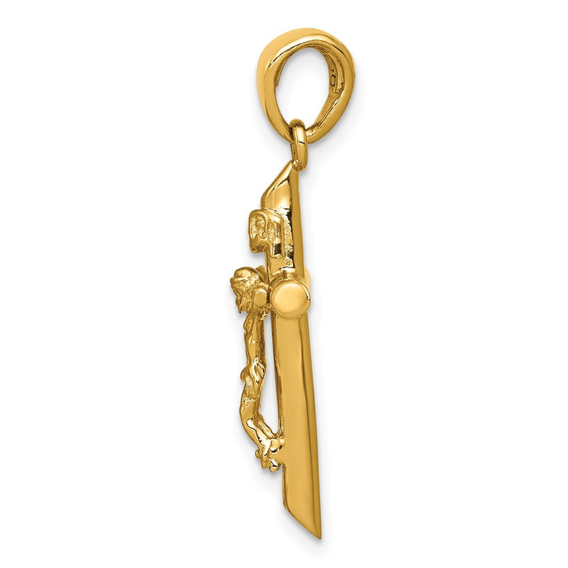 14k Yellow Gold Polished Crucifix Cross Pendant