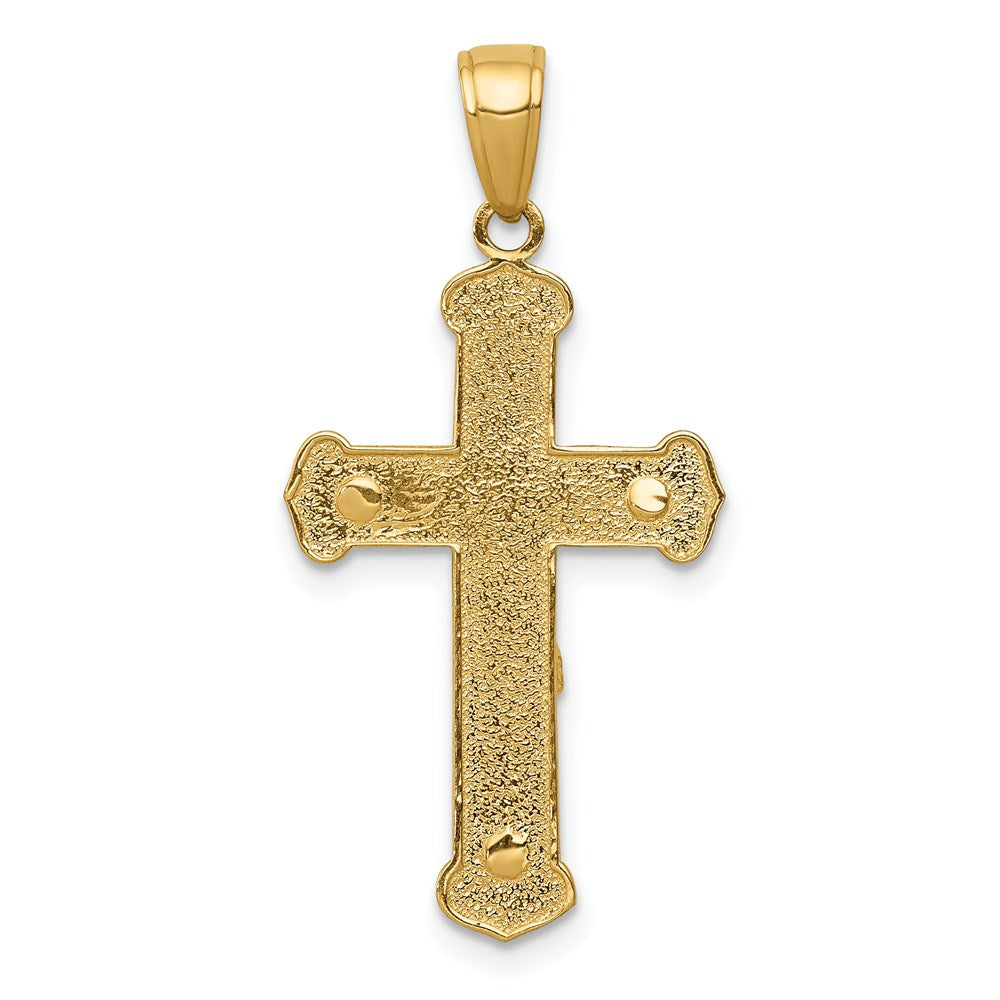 14k Yellow Gold Gold Polished Textured Crucifix Pendant