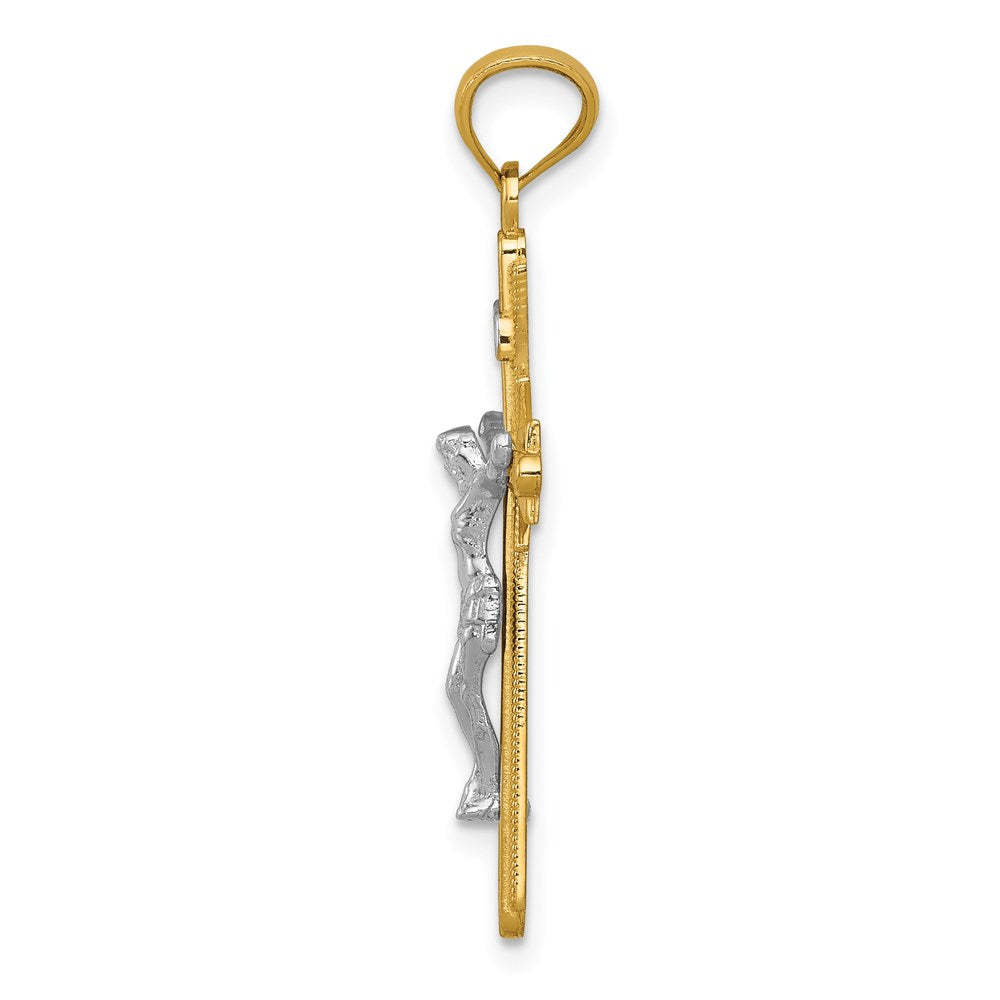 14k Two-tone Gold Gold Polished Crucifix Pendant