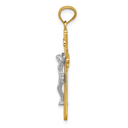 14k Two-tone Gold Gold Polished Crucifix Pendant