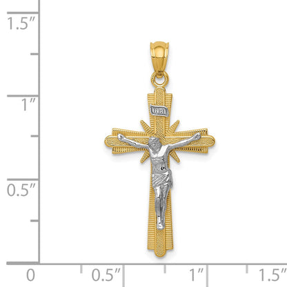 14k Two-tone Gold Gold Polished Crucifix Pendant