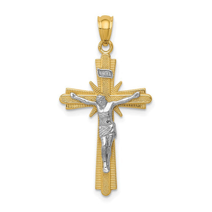 14k Two-tone Gold Gold Polished Crucifix Pendant