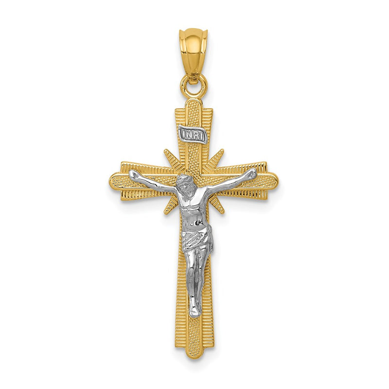 14k Two-tone Gold Gold Polished Crucifix Pendant