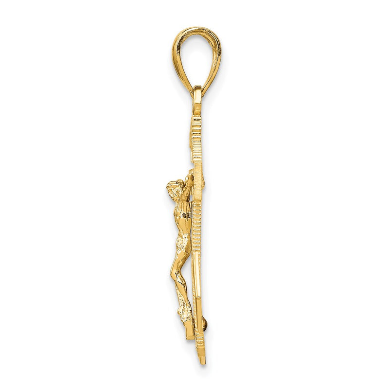 14k Yellow Gold Polished Textured Mini Mariners Crucifix Pendant