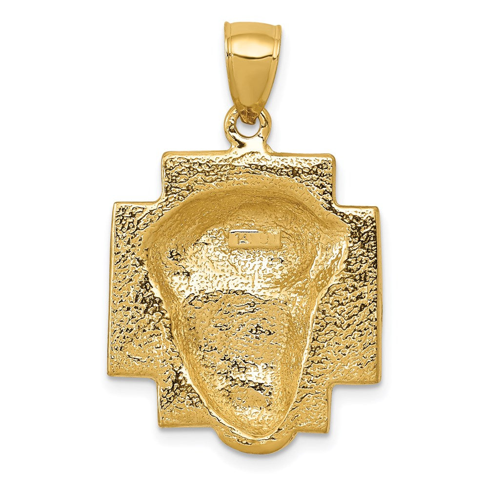 14k Yellow Gold Gold Polished Large Jesus Head With Crown Pendant