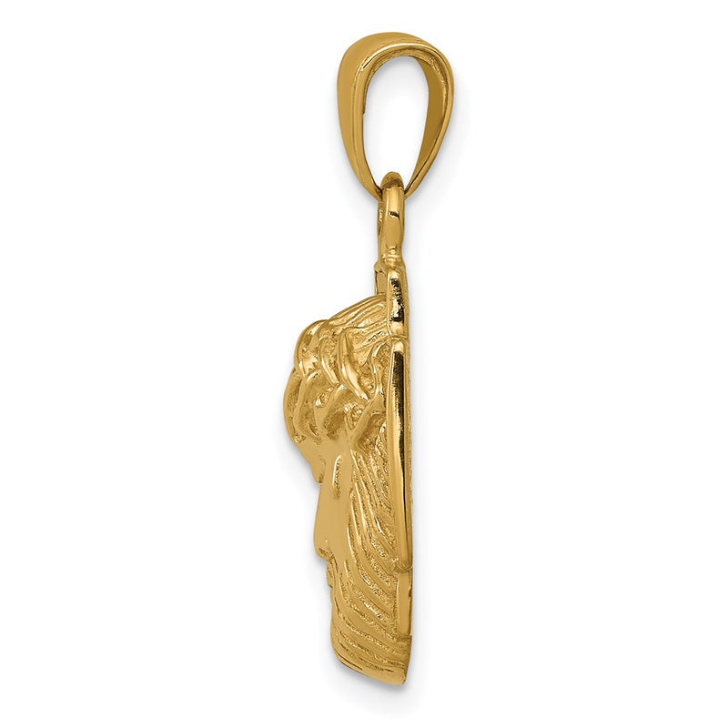 14k Yellow Gold Gold Polished Small Jesus Head With Crown Pendant