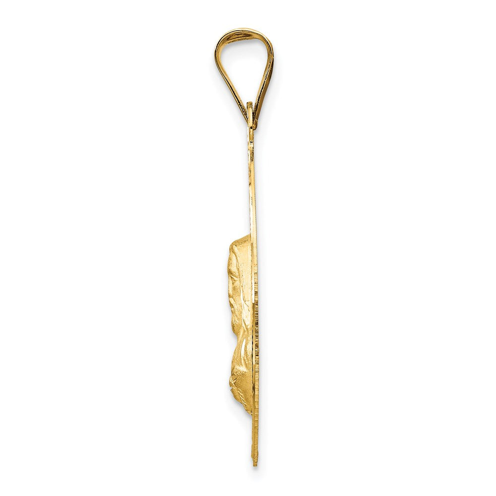 14k Yellow & Rhodium Gold w/Rose and White Rhodium D/C Sagrado Corazon Oval Pendant