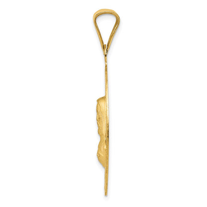 14k Yellow & Rhodium Gold w/Rose and White Rhodium D/C Sagrado Corazon Oval Pendant
