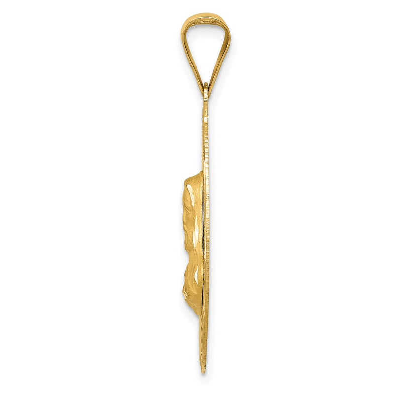 14k Yellow Gold Polished D/C Sagrado Corazon Oval Pendant