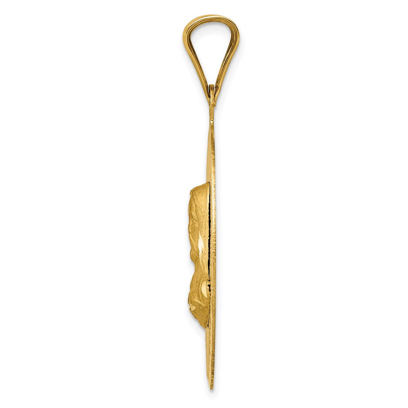 14k Yellow Gold Polished D/C Sagrado Corazon Oval Pendant