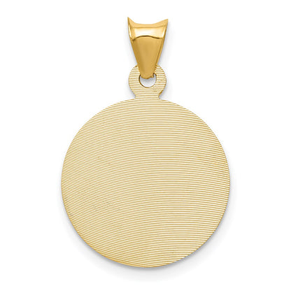 14k Yellow Gold Polished D/C Sagrado Corazon Circle Pendant