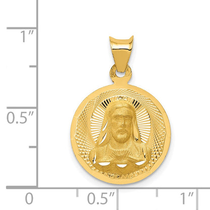 14k Yellow Gold Polished D/C Sagrado Corazon Circle Pendant