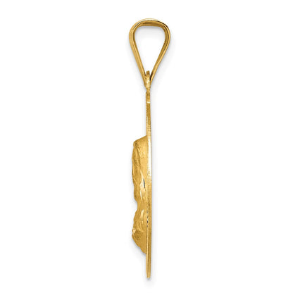 14k Yellow Gold Polished D/C Sagrado Corazon Circle Pendant