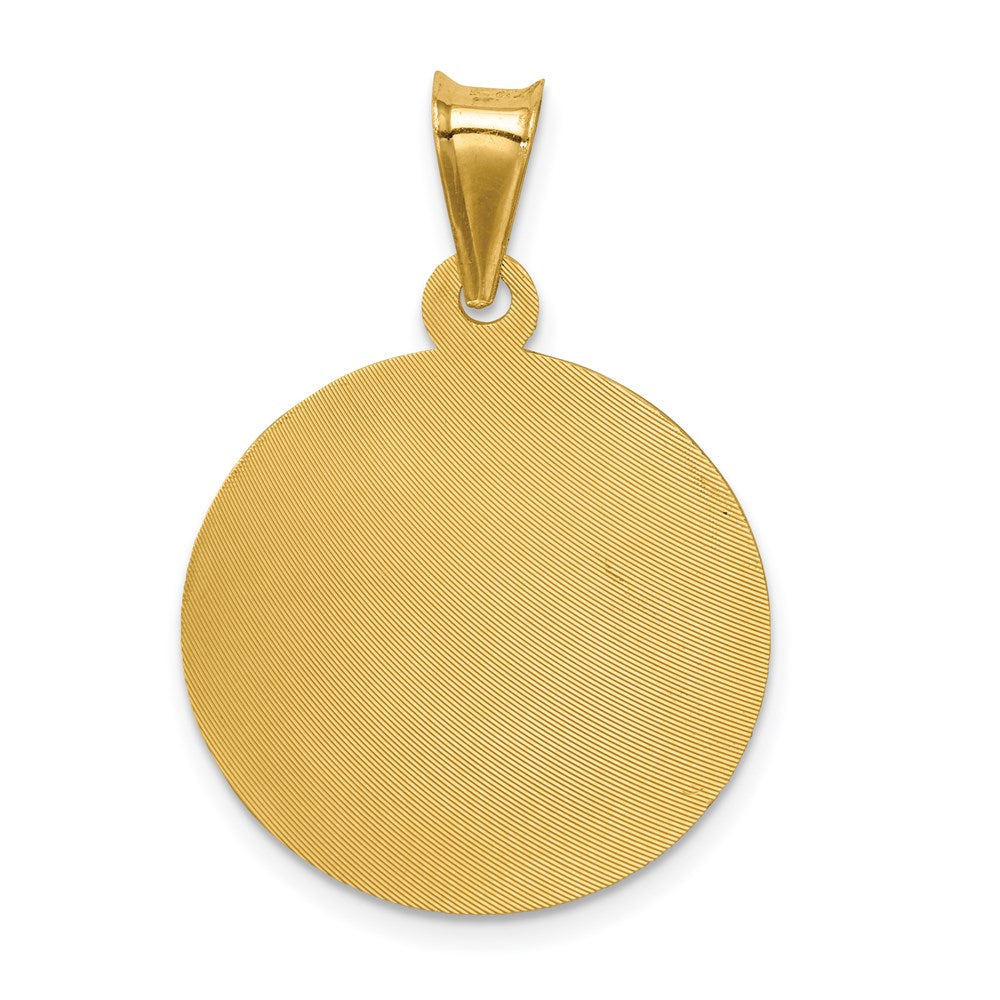 14k Yellow Gold Polished D/C Sagrado Corazon Circle Pendant