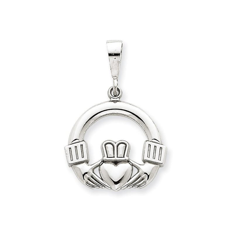 14k White Gold Claddagh Pendant