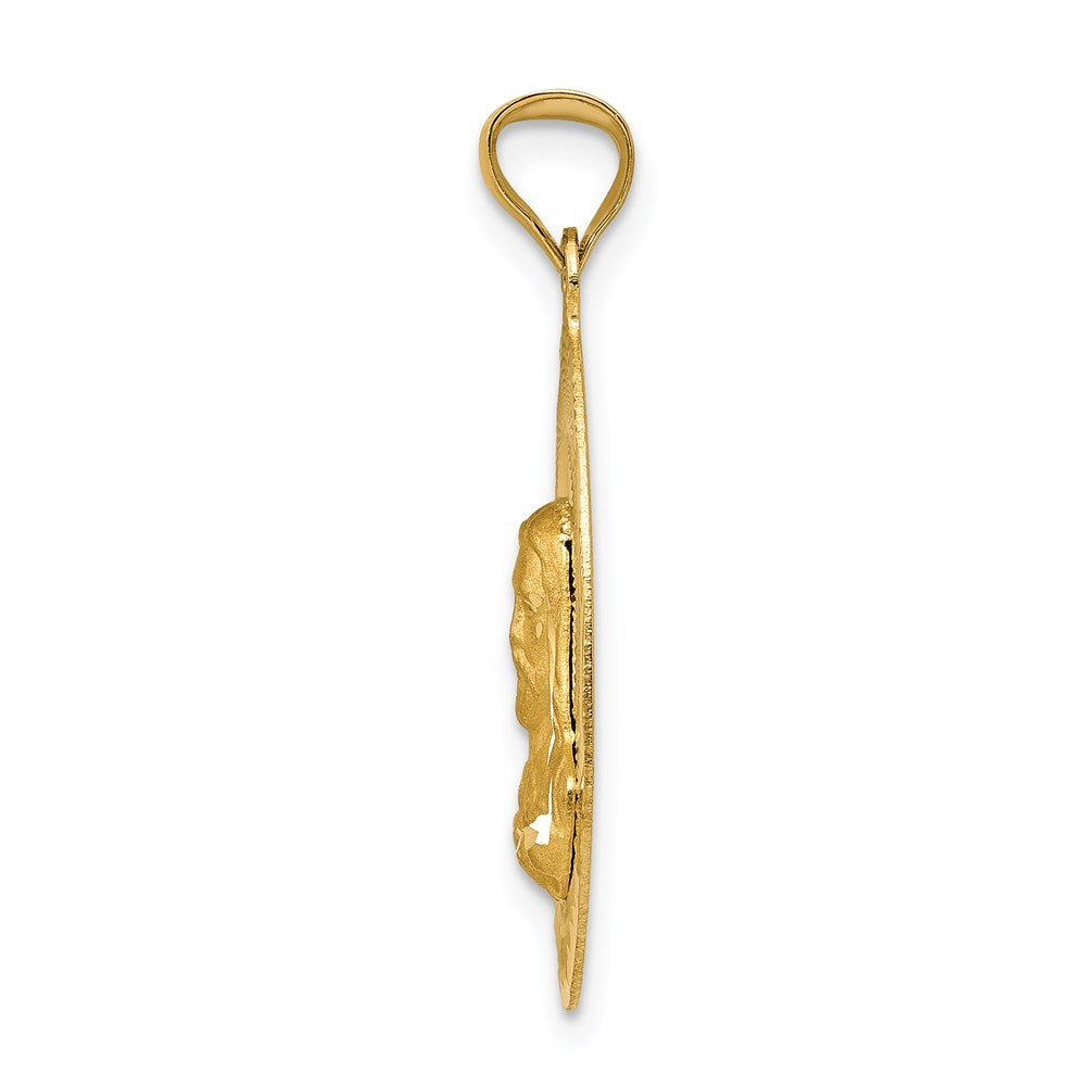 14k Yellow Gold Polished D/C Sagrado Corazon Oval Pendant