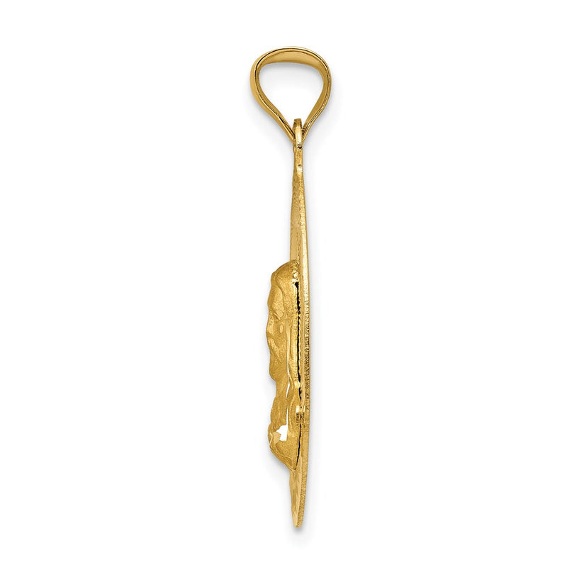 14k Yellow Gold Polished D/C Sagrado Corazon Oval Pendant