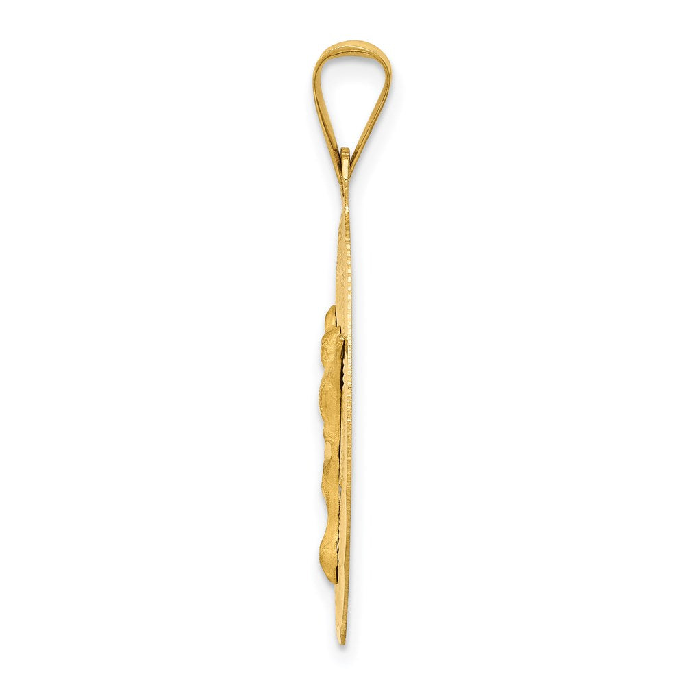14k Yellow Gold Polished D/C Corpus Oval Pendant