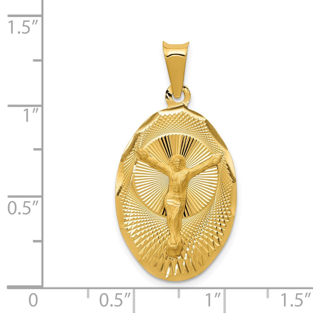 14k Yellow Gold Polished D/C Corpus Oval Pendant