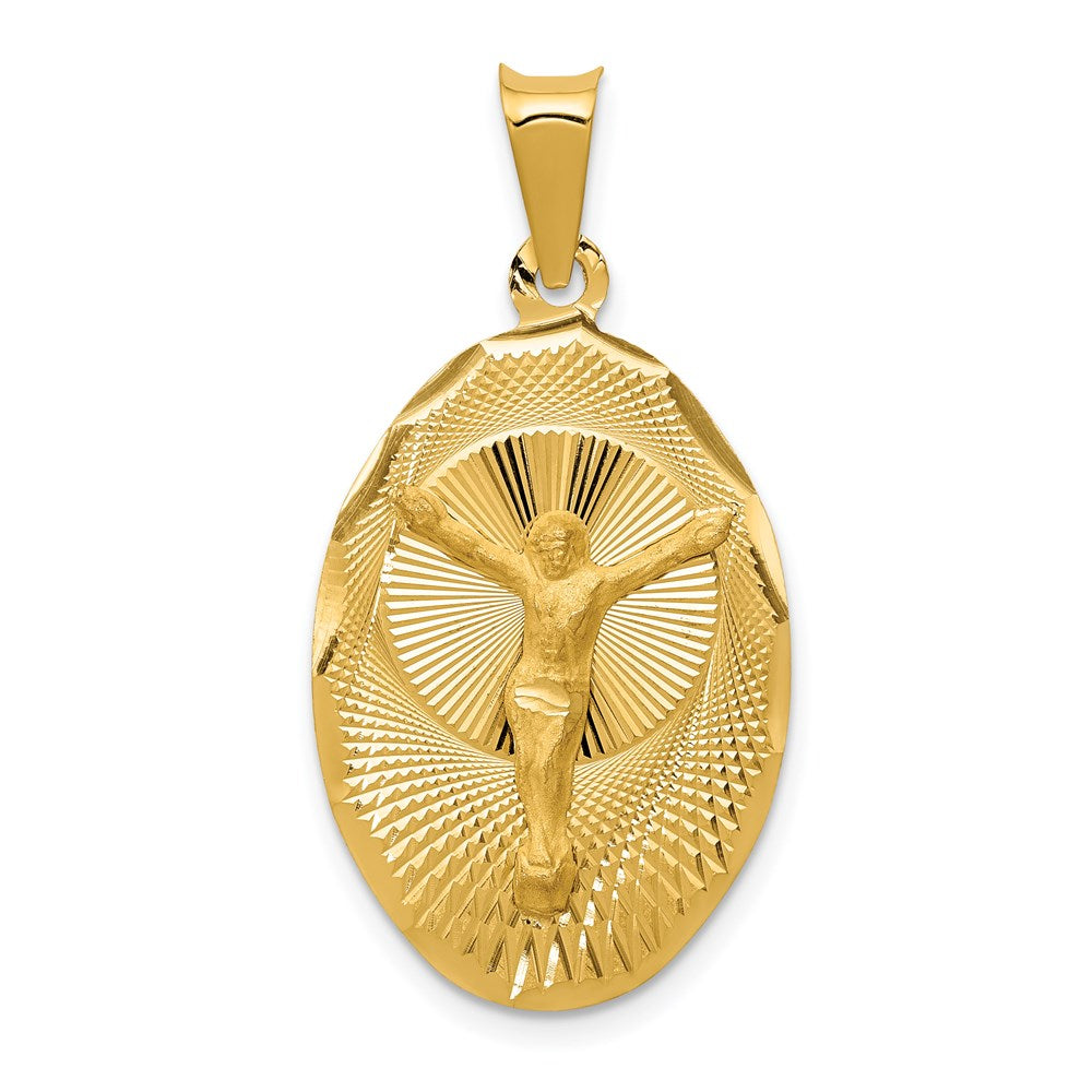 14k Yellow Gold Polished D/C Corpus Oval Pendant