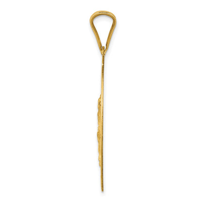 14k Yellow Gold Polished D/C Corpus Oval Pendant