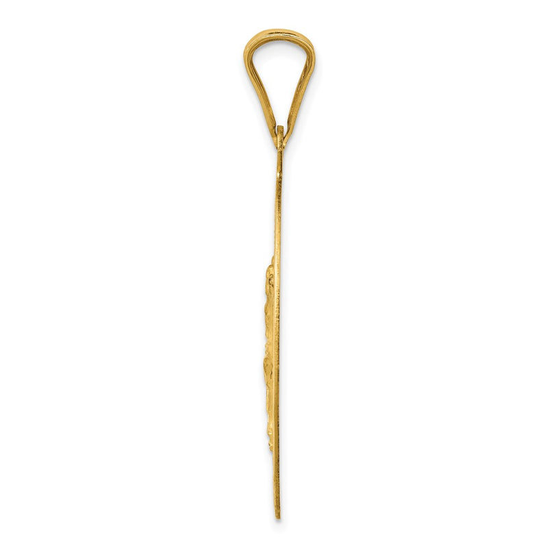 14k Yellow Gold Polished D/C Corpus Oval Pendant
