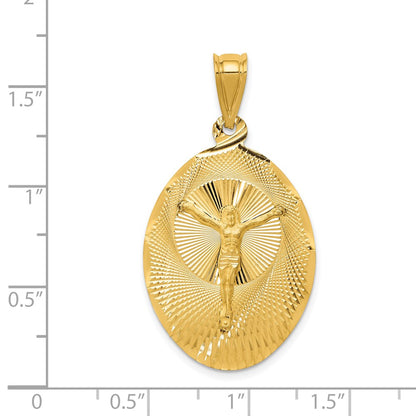 14k Yellow Gold Polished D/C Corpus Oval Pendant
