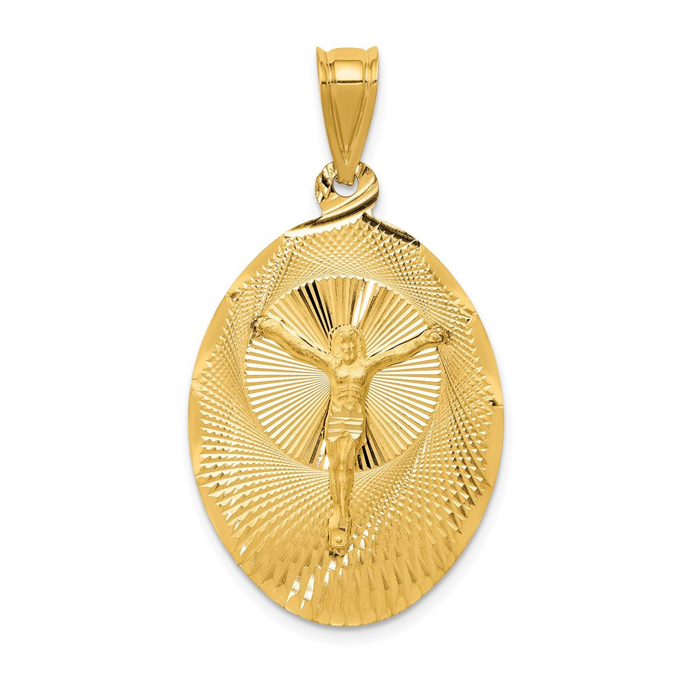 14k Yellow Gold Polished D/C Corpus Oval Pendant