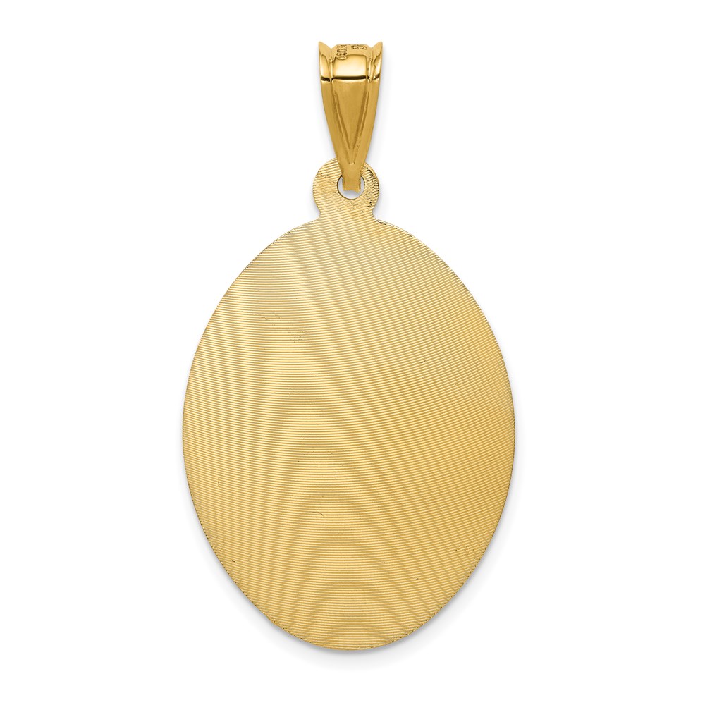 14k Yellow & Rhodium Gold w/Rose and White Rhodium D/C Corpus Oval Pendant
