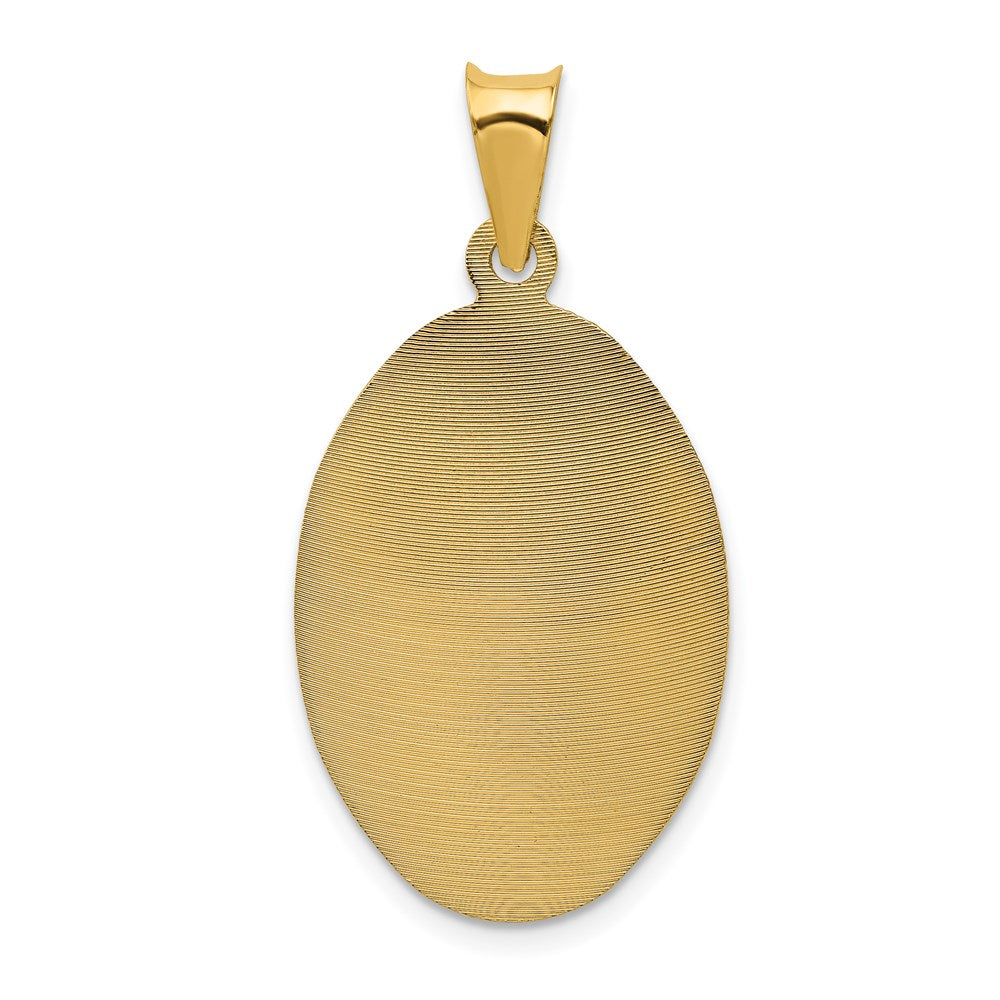 14k Yellow & Rhodium Gold w/Rose and White Rhodium D/C Corpus Oval Pendant