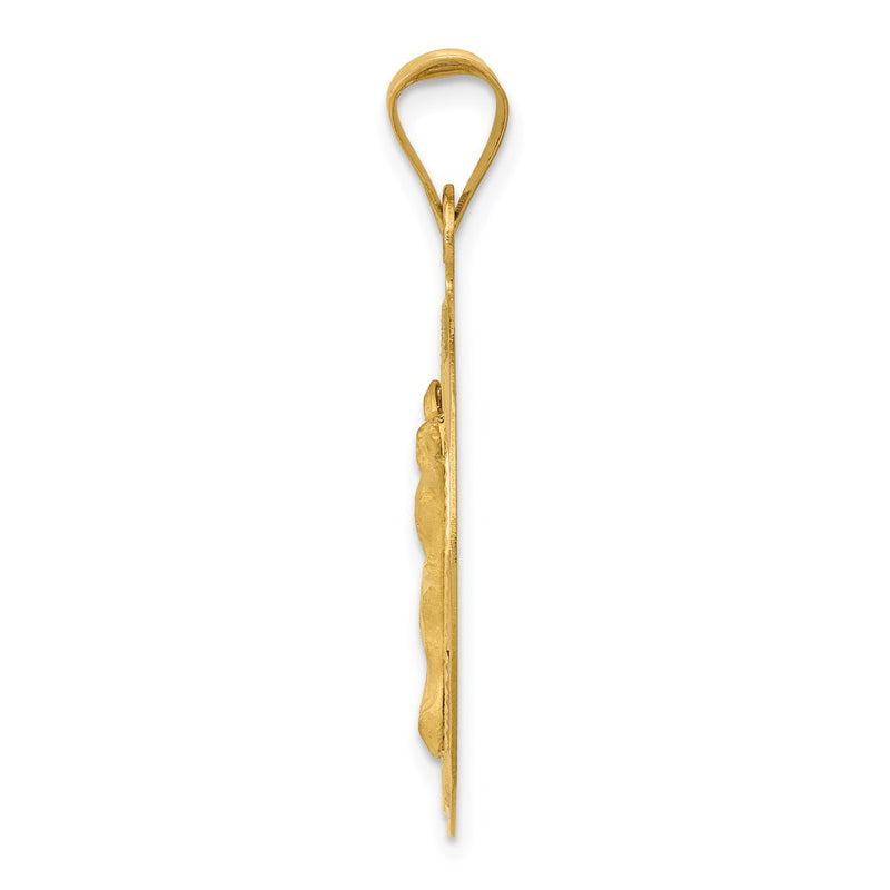 14k Yellow Gold Polished D/C Corpus Circle Pendant