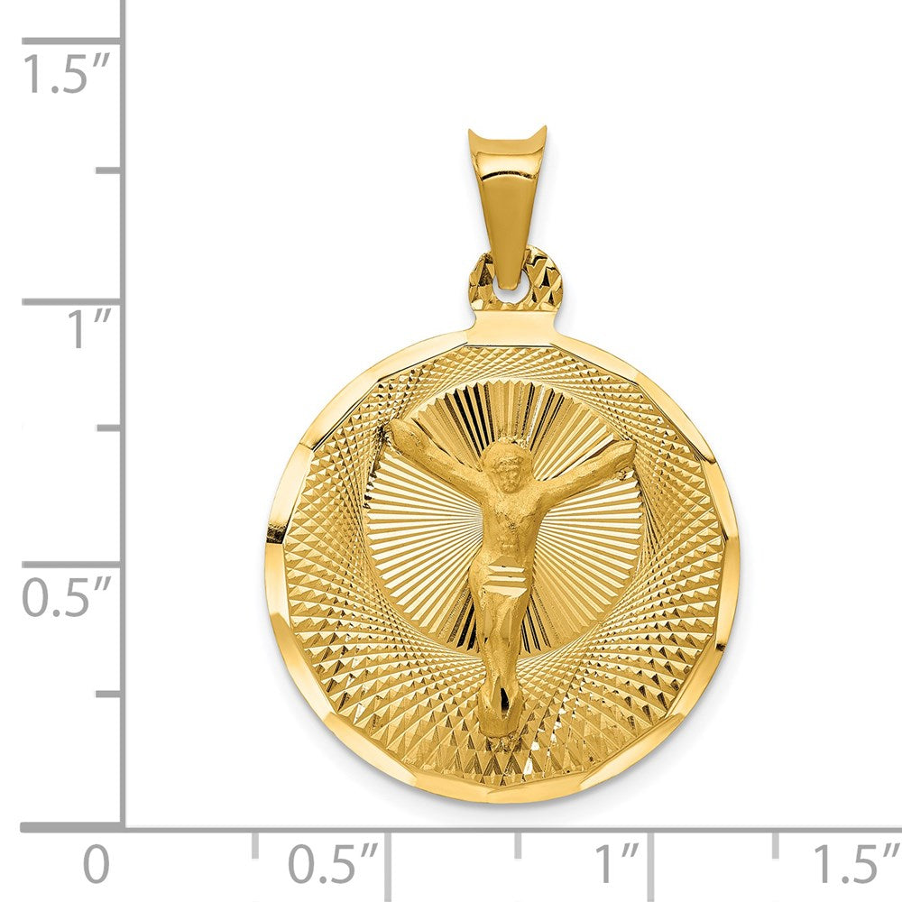 14k Yellow Gold Polished D/C Corpus Circle Pendant