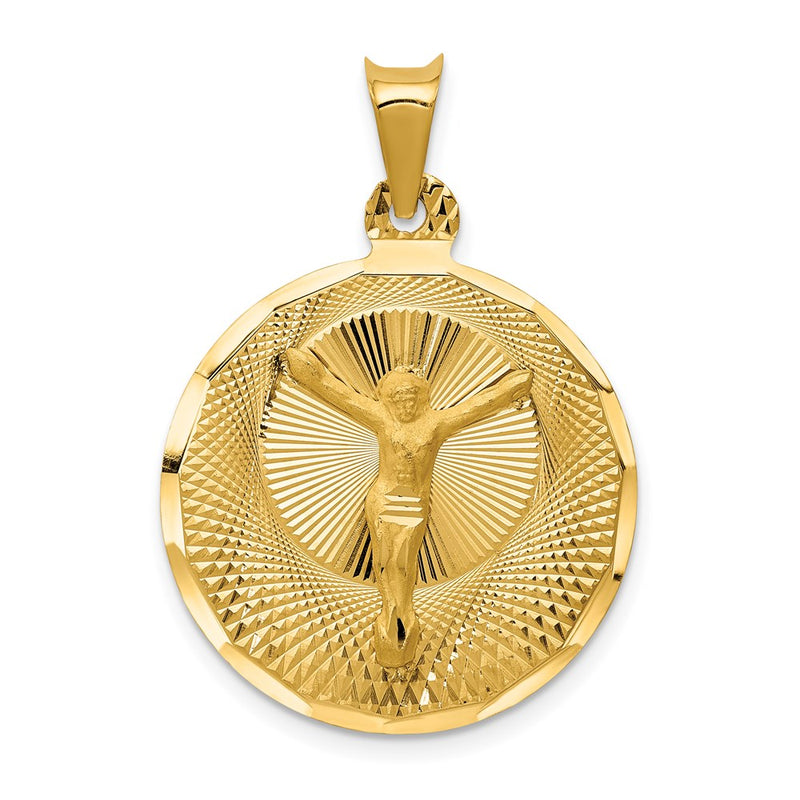 14k Yellow Gold Polished D/C Corpus Circle Pendant