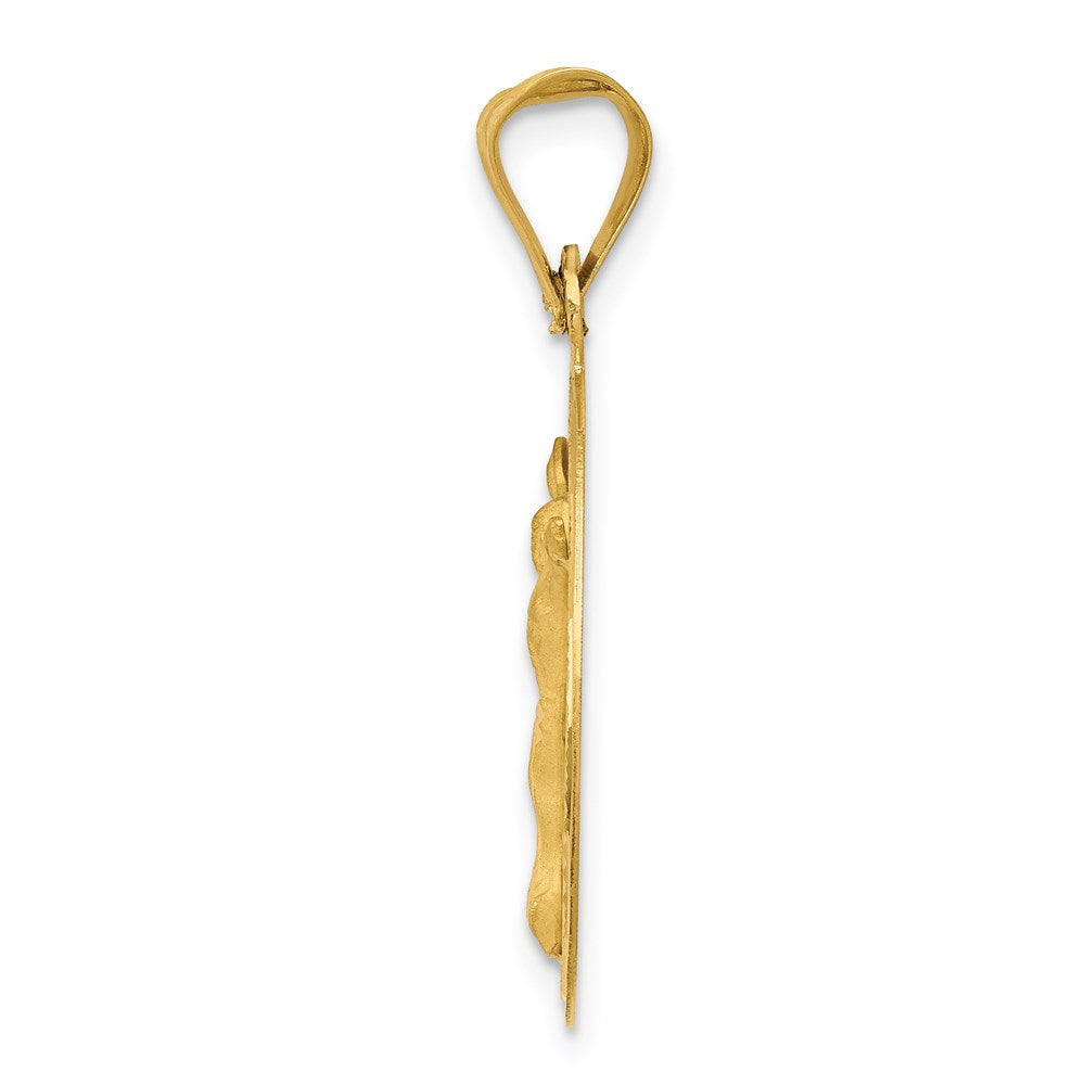 14k Yellow Gold Polished D/C Corpus Circle Pendant