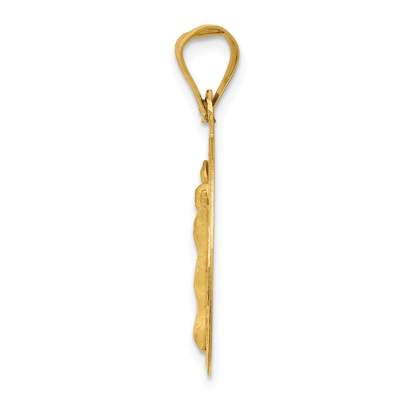 14k Yellow Gold Polished D/C Corpus Circle Pendant