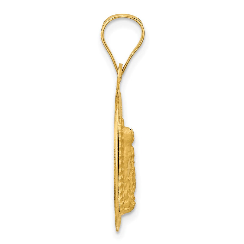 14k Yellow Gold Polished D/C Lady Of Guadalupe Circle Pendant