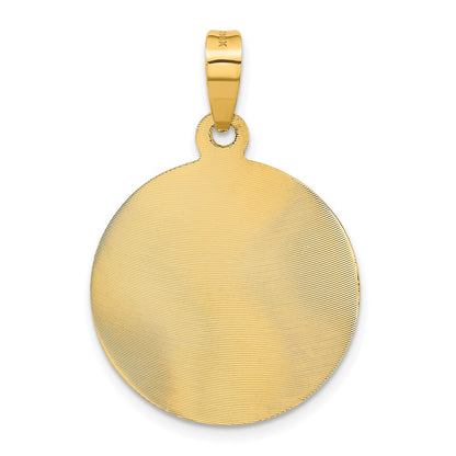 14k Yellow Gold Polished D/C Lady Of Guadalupe Circle Pendant