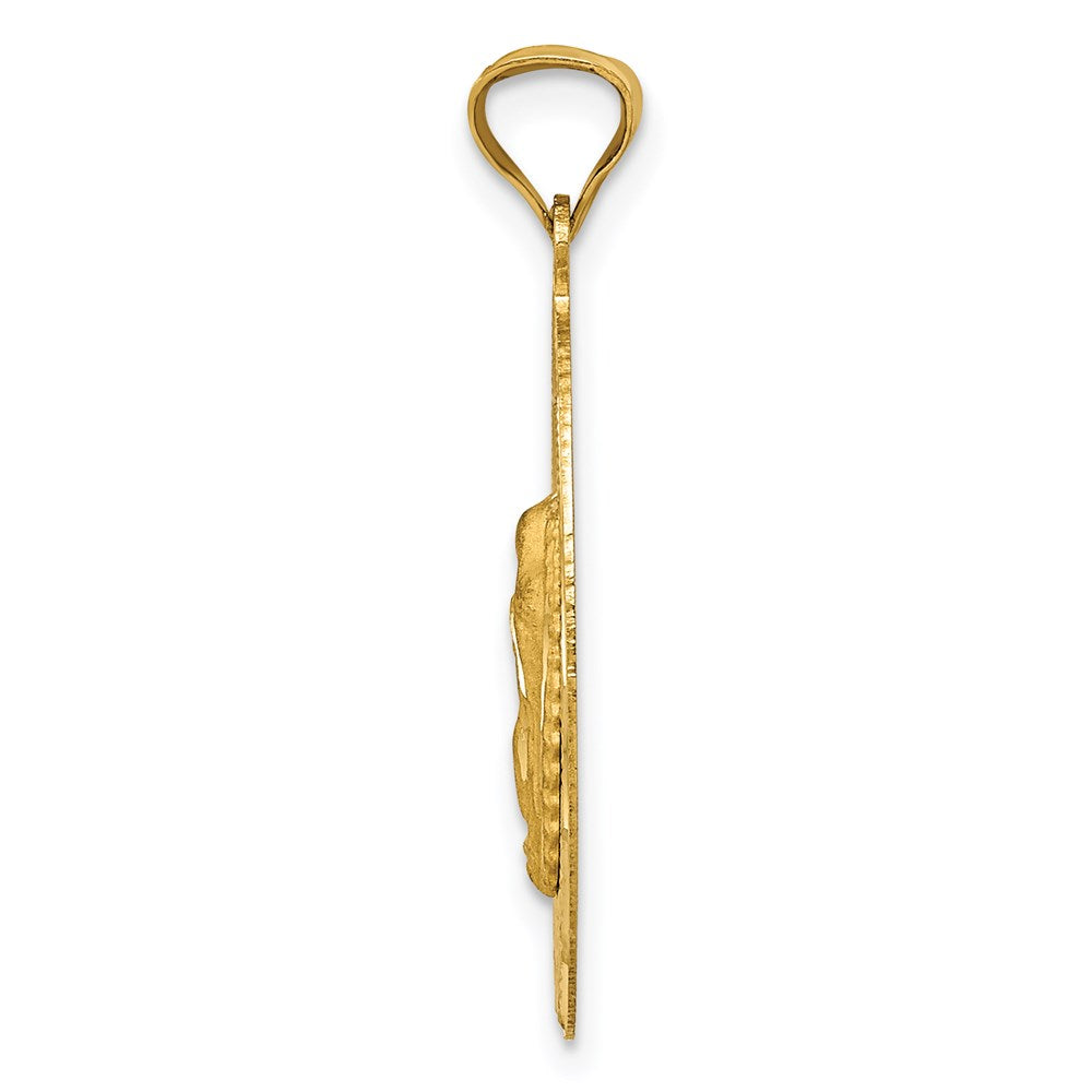 14k Yellow Gold Polished D/C  Lady Of Guadalupe Oval Pendant