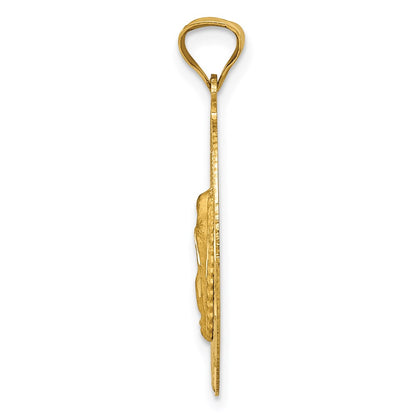 14k Yellow Gold Polished D/C  Lady Of Guadalupe Oval Pendant