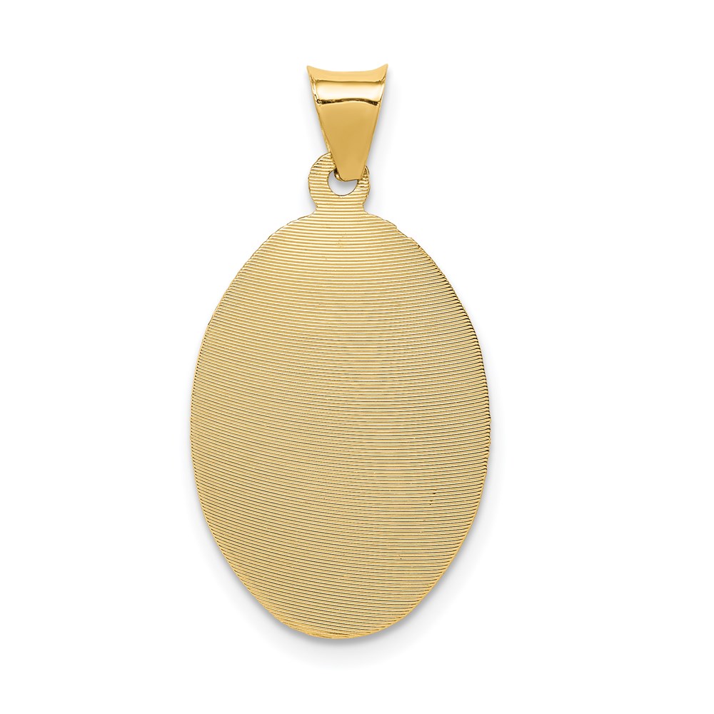 14k Yellow Gold Polished D/C  Lady Of Guadalupe Oval Pendant