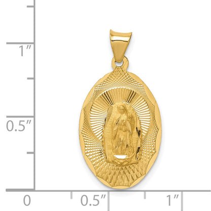 14k Yellow Gold Polished D/C  Lady Of Guadalupe Oval Pendant