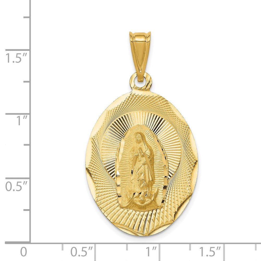 14k Yellow Gold Polished D/C Lady Of Guadalupe Oval Pendant | Goldia.com