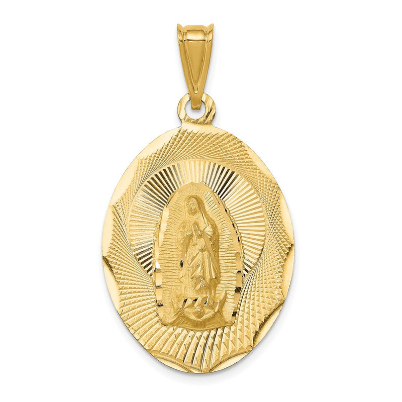 14k Yellow Gold Polished D/C  Lady Of Guadalupe Oval Pendant