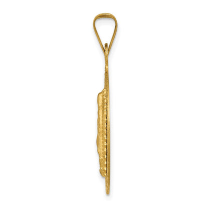 14k Yellow & Rhodium Gold w/Rhodium Polished D/C Lady Of Guadalupe Circle Pendant