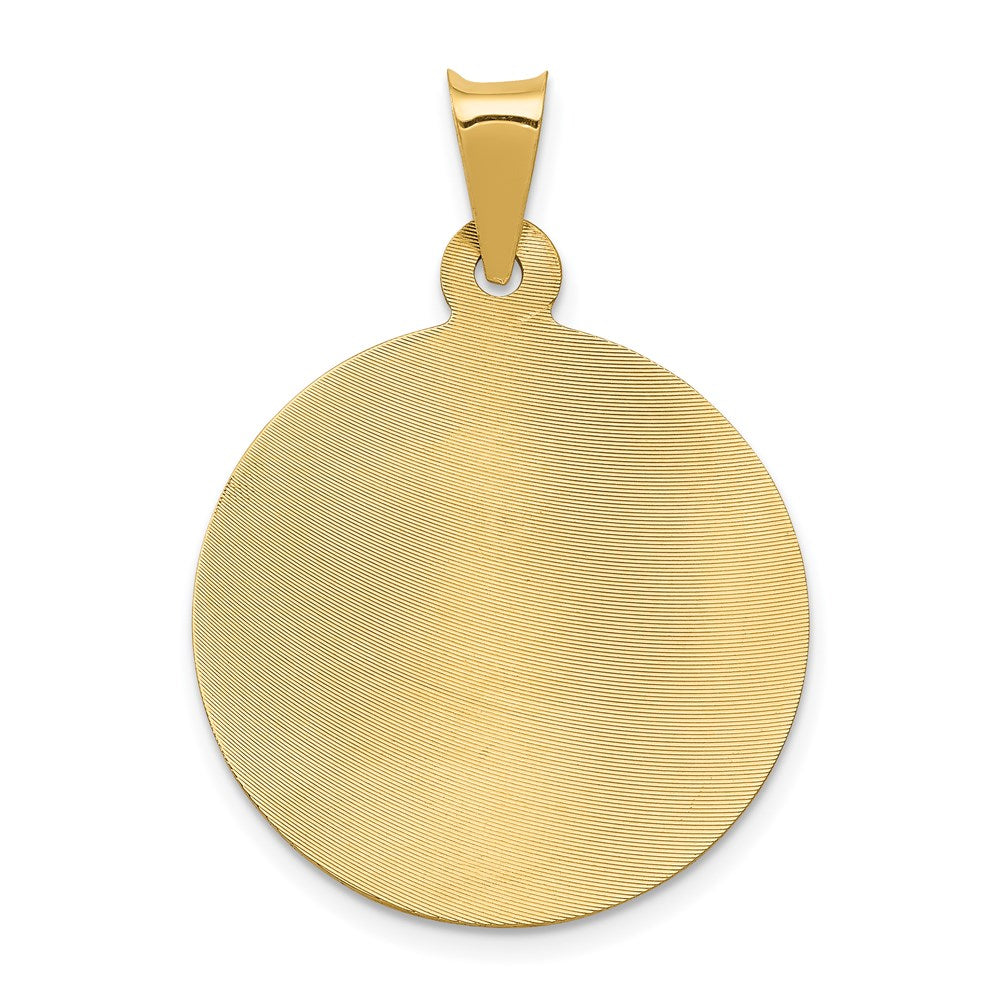 14k Yellow & Rhodium Gold w/Rhodium Polished D/C Lady Of Guadalupe Circle Pendant
