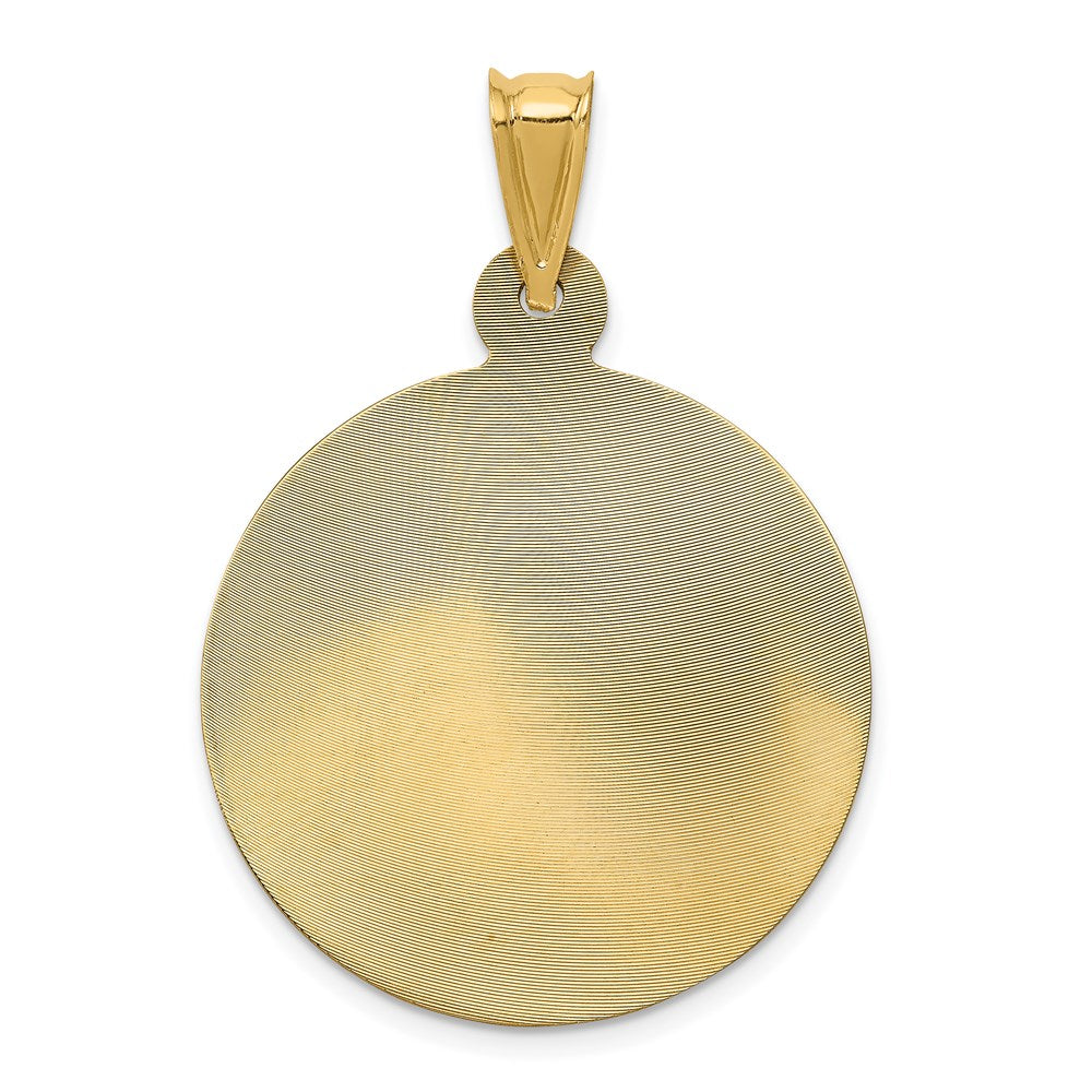 14k Yellow & Rhodium Gold w/Rhodium Polished D/C Lady Of Guadalupe Circle Pendant